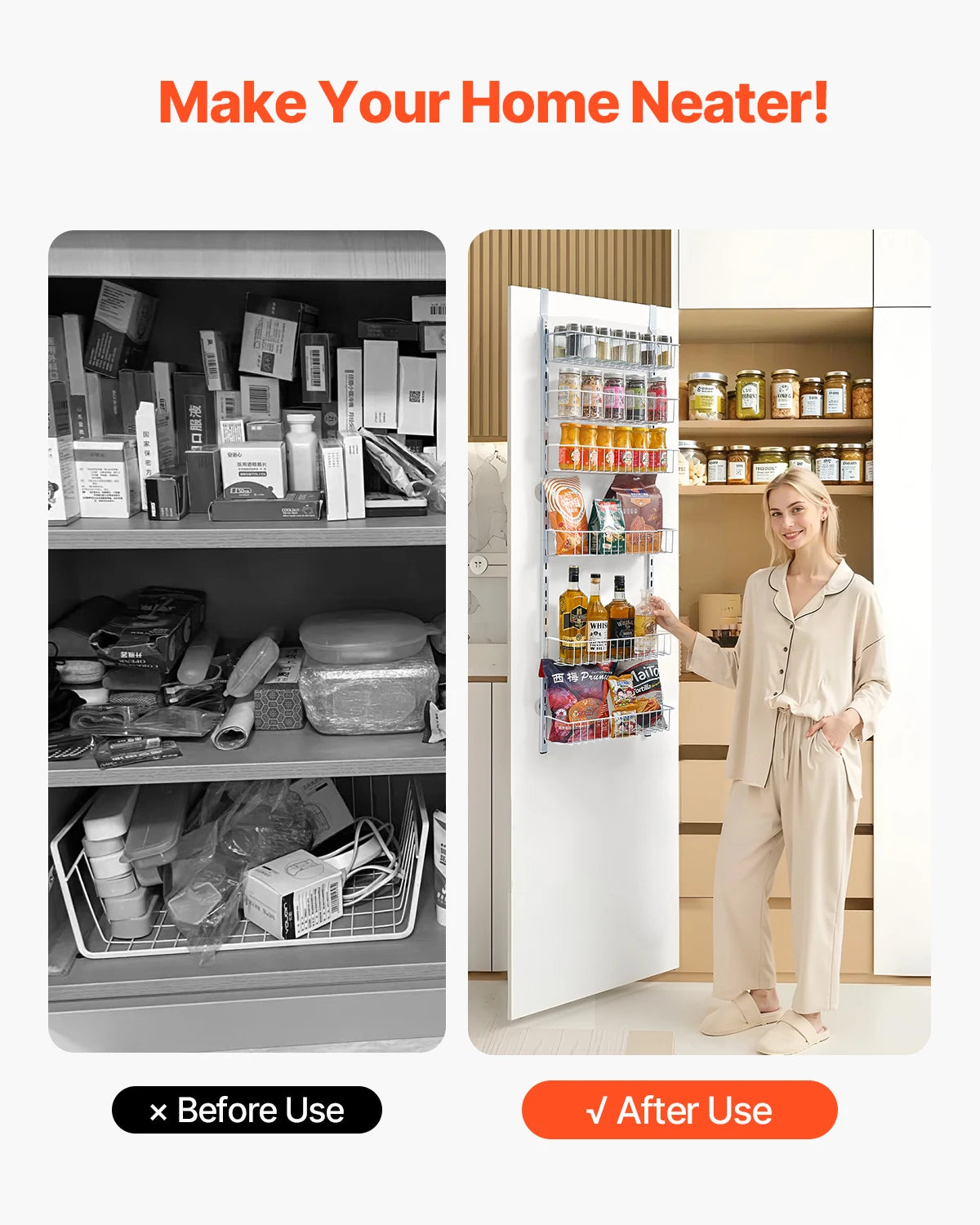 SucceBuy Over The Door Heavy Duty Steel Pantry Spice Rack