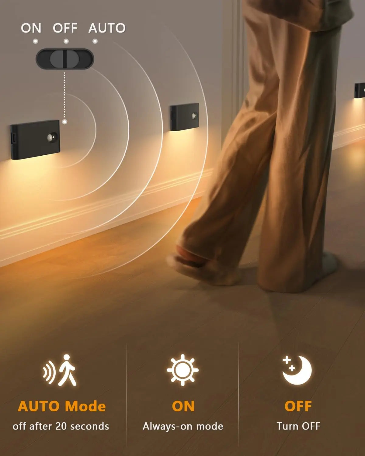 Willed Motion Sensor Stair Lights Wireless Rechargeable Indoor Night Light