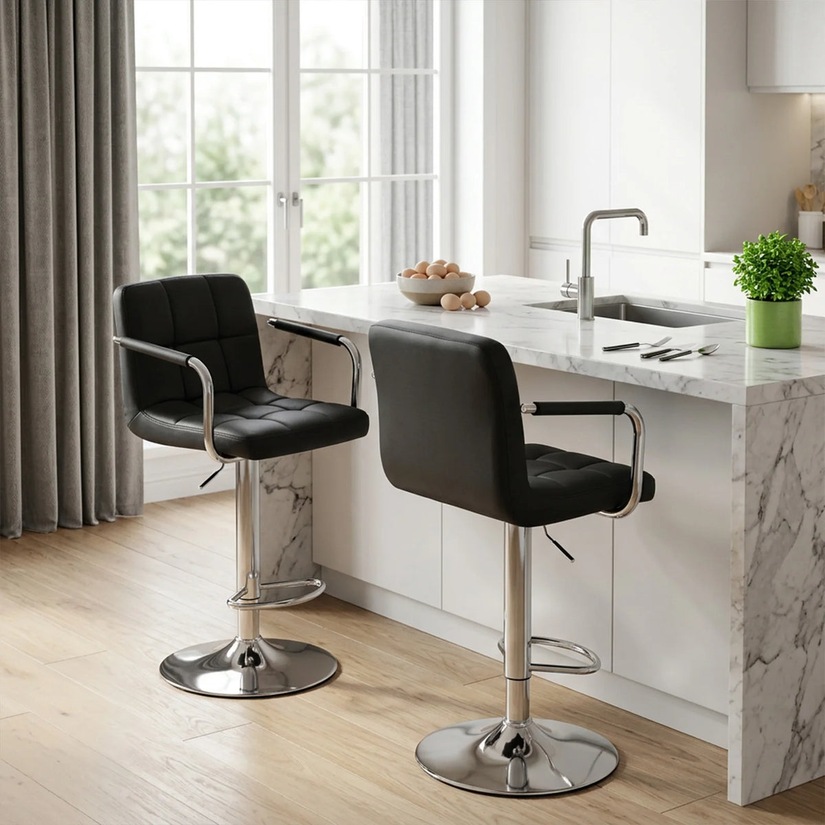 JHK Ergonomic Swivel Counter Height Office Chair With Padded Seat