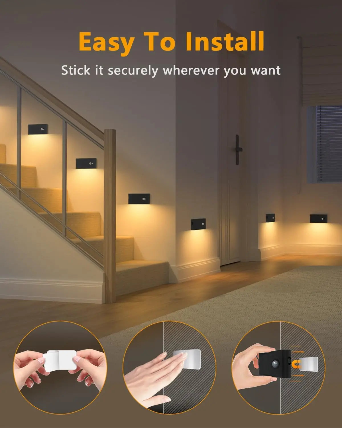 Willed Motion Sensor Stair Lights Wireless Rechargeable Indoor Night Light