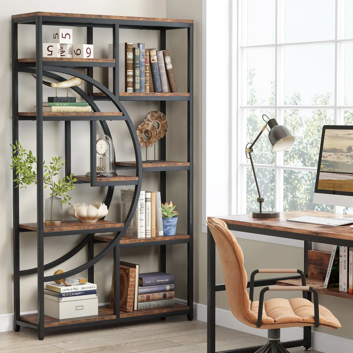 Tribesigns Five Tier Industrial Bookshelf Freestanding Display Shelf