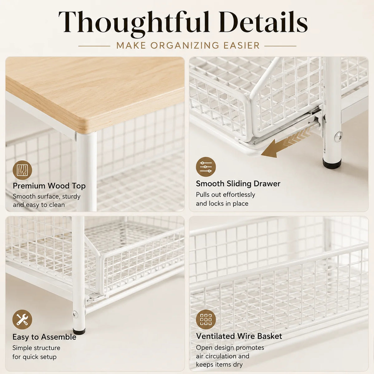 Kitchen Microwave Stand With Storage Drawer Organizer Shelf