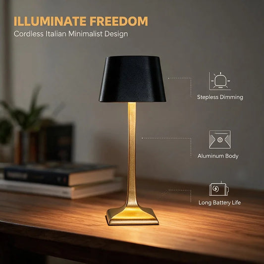 LED USB Square Table Lamp Aluminum IP54 5200mAh Battery USB-C Charging Touch Switch Anti-slip Base Christmas Decoration Wireless Rechargeable Retro Style Stepless Adjustment of Brightness LED Light for Bedroom Dining Room