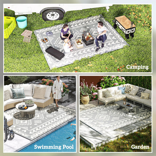 Modern Geometric Polypropylene Outdoor Rug Non Slip Garden Patio Decor