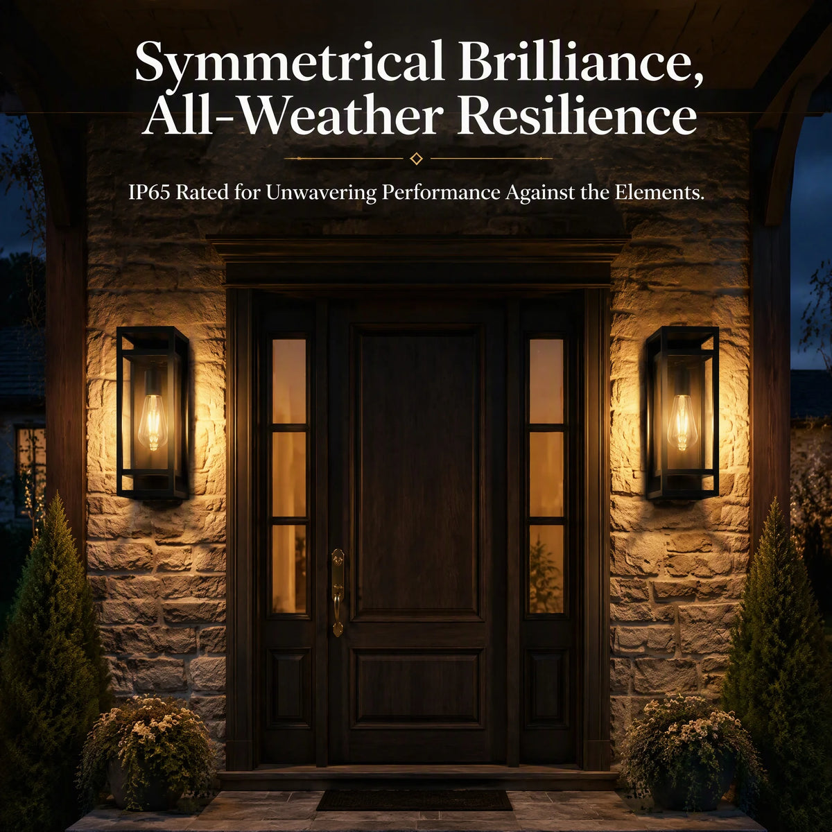 ARLGSITE 14" Black Outdoor Wall Lights, Waterproof Exterior Lanterns with Clear Glass for Porch Garage, 2-Pack