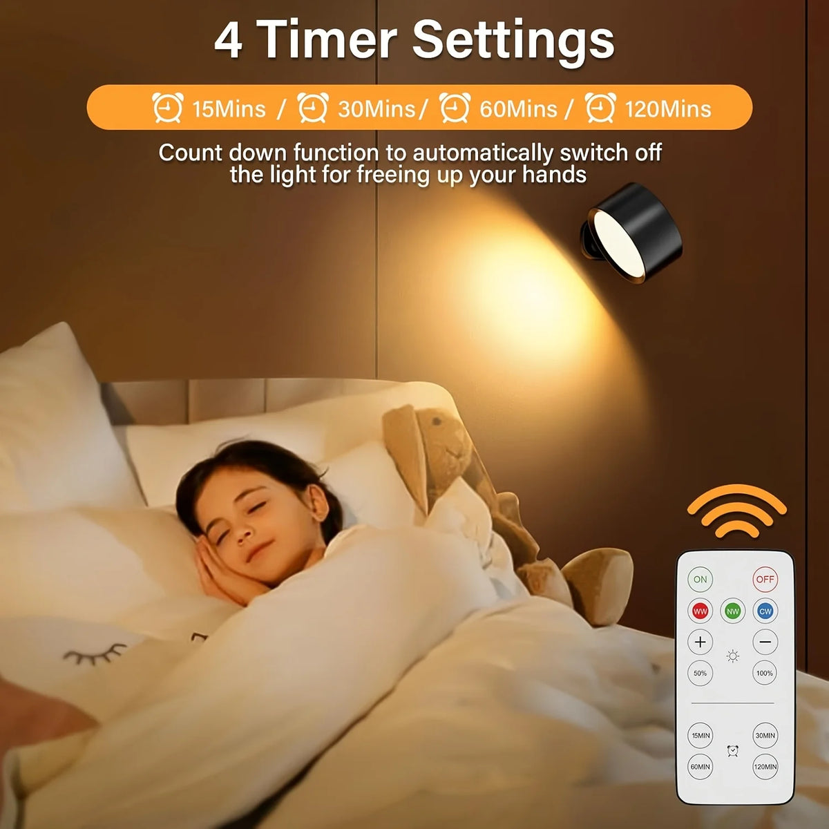 2PCS Magnetic LED Wall Sconce Light USB Rechargeable Dimmable 3 Color Temperatures Warm Cool Daylight Remote & Touch Dual Control 360° Rotation Wall Mount Lamp for Bedroom Study Reading Living Room Hallway Closet Stairway In