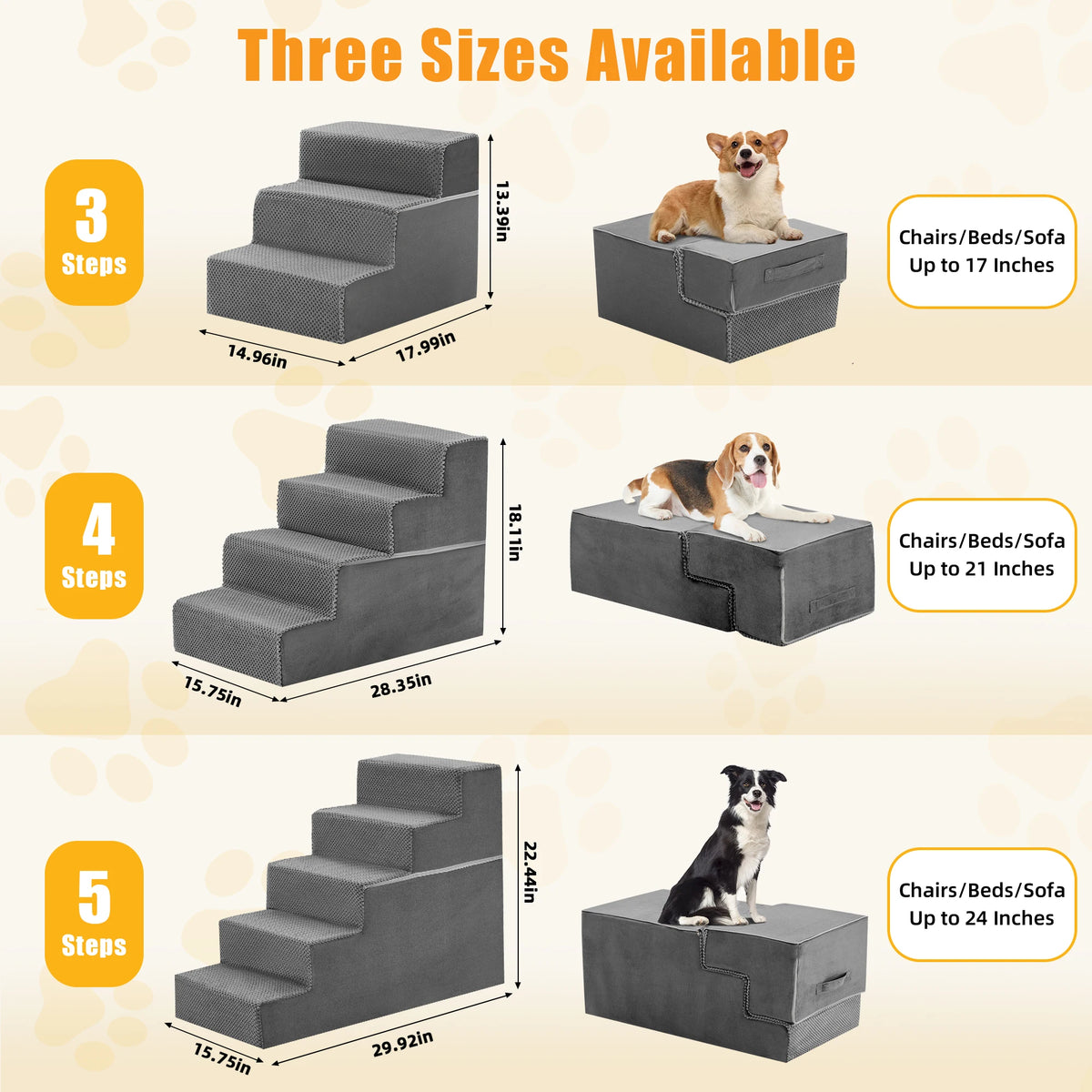 Foam Dog Stairs Ramp With Curved Non Slip Climbing Steps