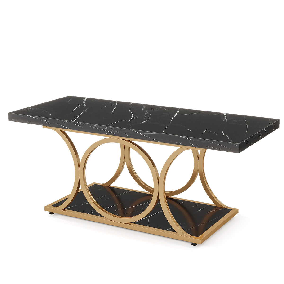 Tribesigns Modern Faux Marble Two Tier Rectangle Coffee Table