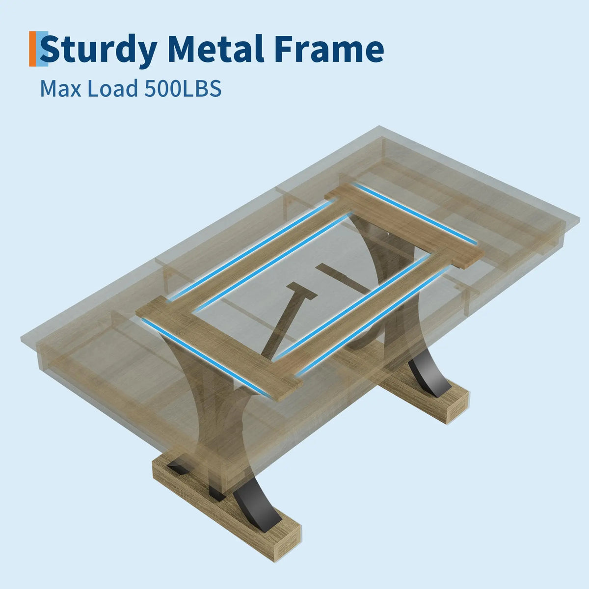 HiMISS Modern Dining Table With Storage Drawers And Metal Frame