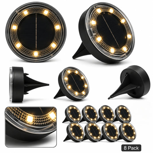 Solar Ground Lights White LED Pathway Garden Landscape Lighting