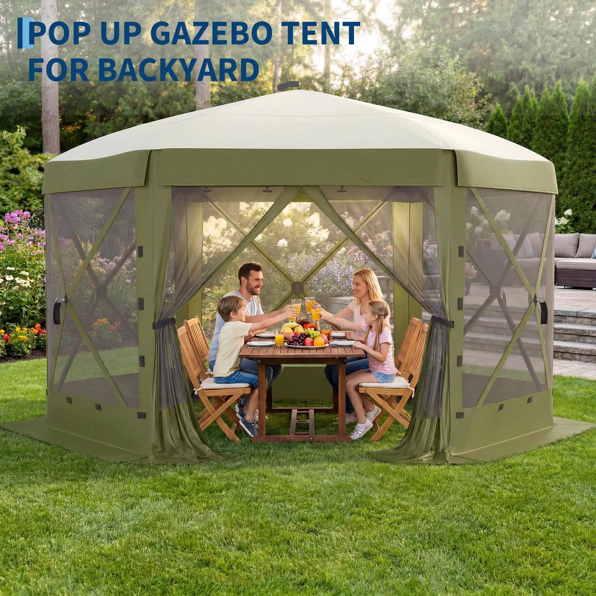 HiMISS Pop Up Gazebo Screen Tent With Removable Wind Walls