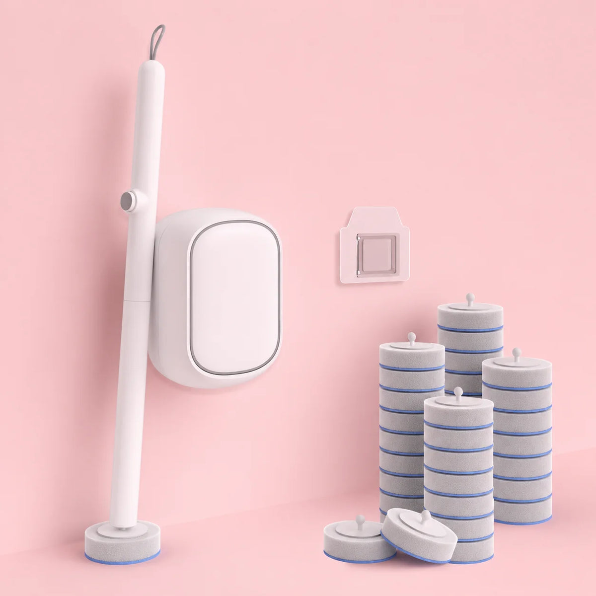 Joybos Wall-Mounted Toilet Brush with Replaceable Heads and Auto-Open Bracket