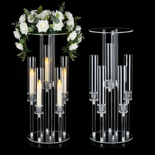 Clear Acrylic Five Arm Candelabra Wedding Centerpiece Table Stand
