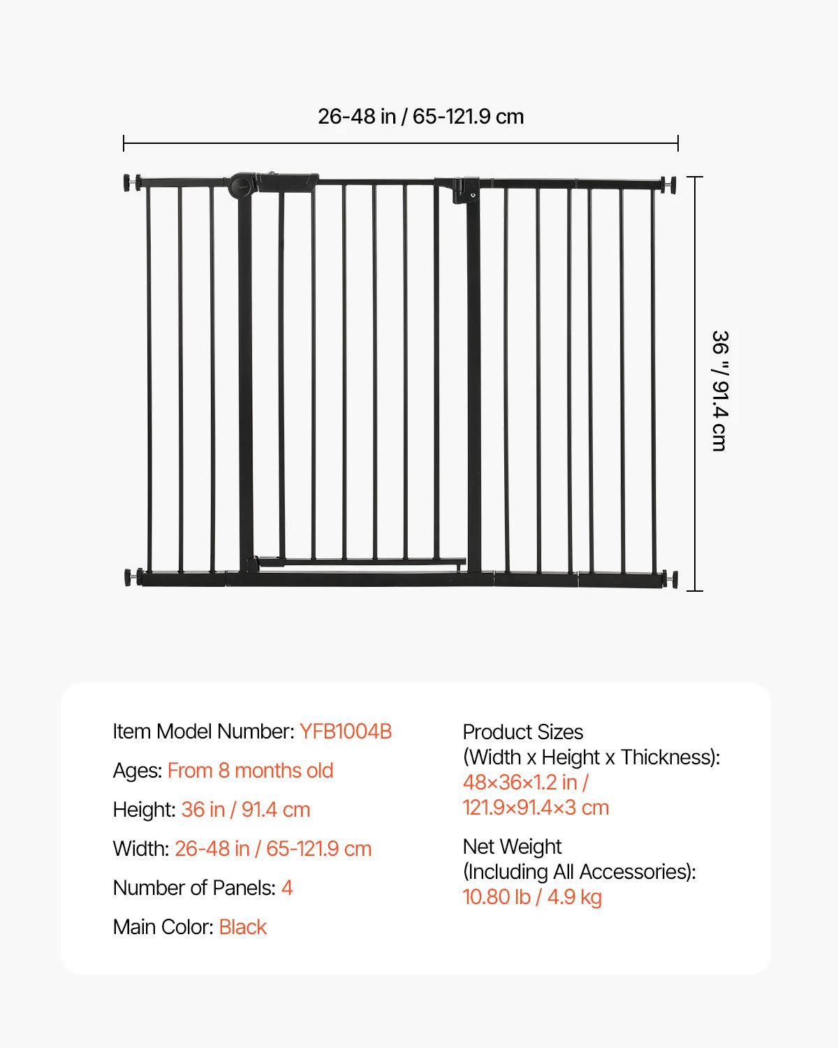 SucceBuy Pressure Mount Baby Gate For Dogs And Children
