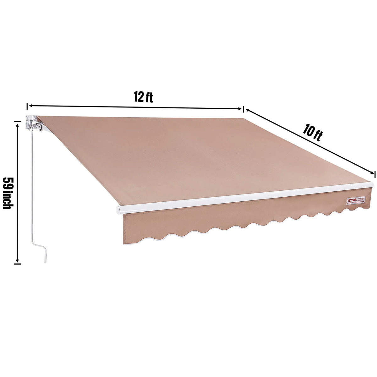 SucceBuy Manual Retractable Awning For Outdoor Patio Sun Protection