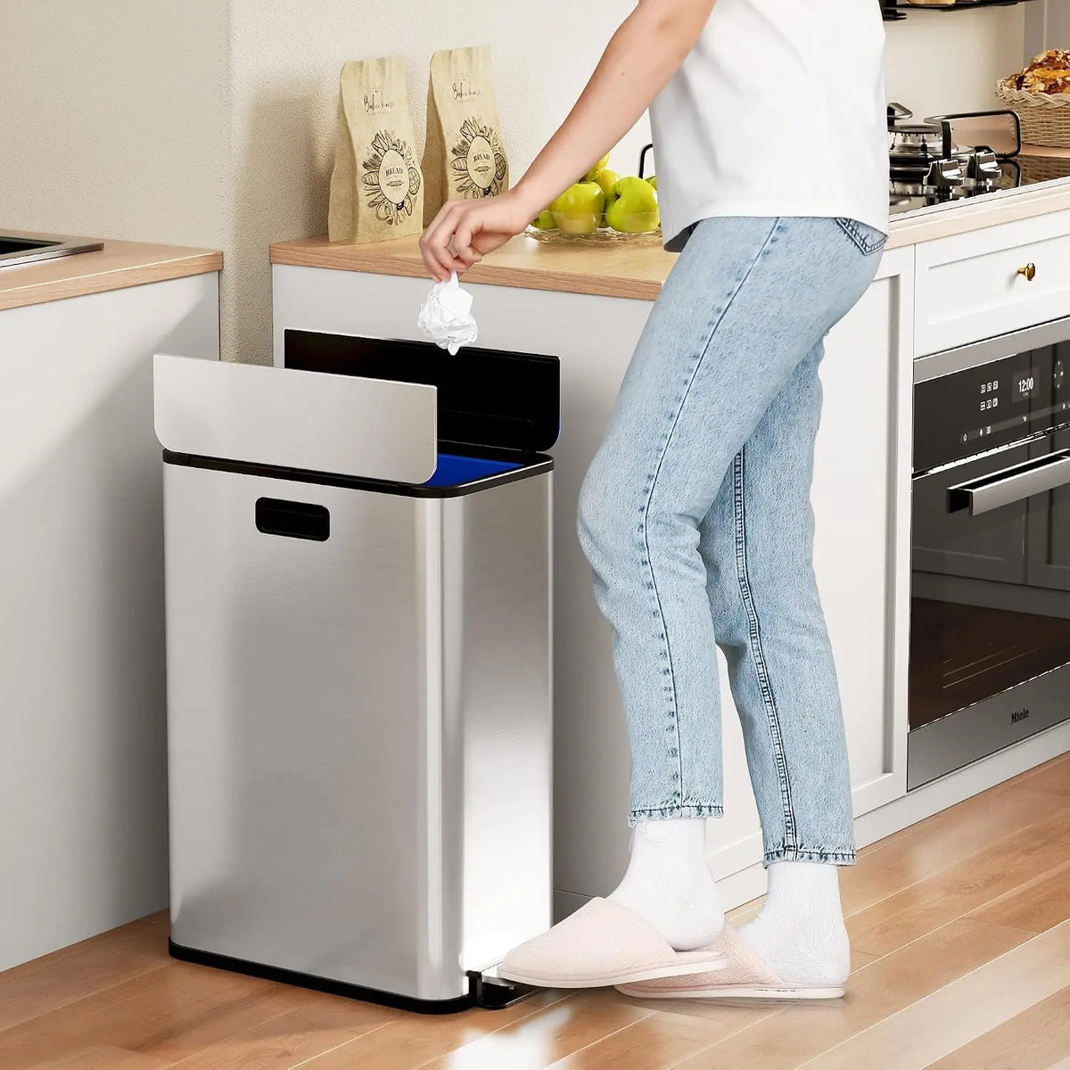 Garvee Modern Dual Step Kitchen Trash Bin With Soft Close