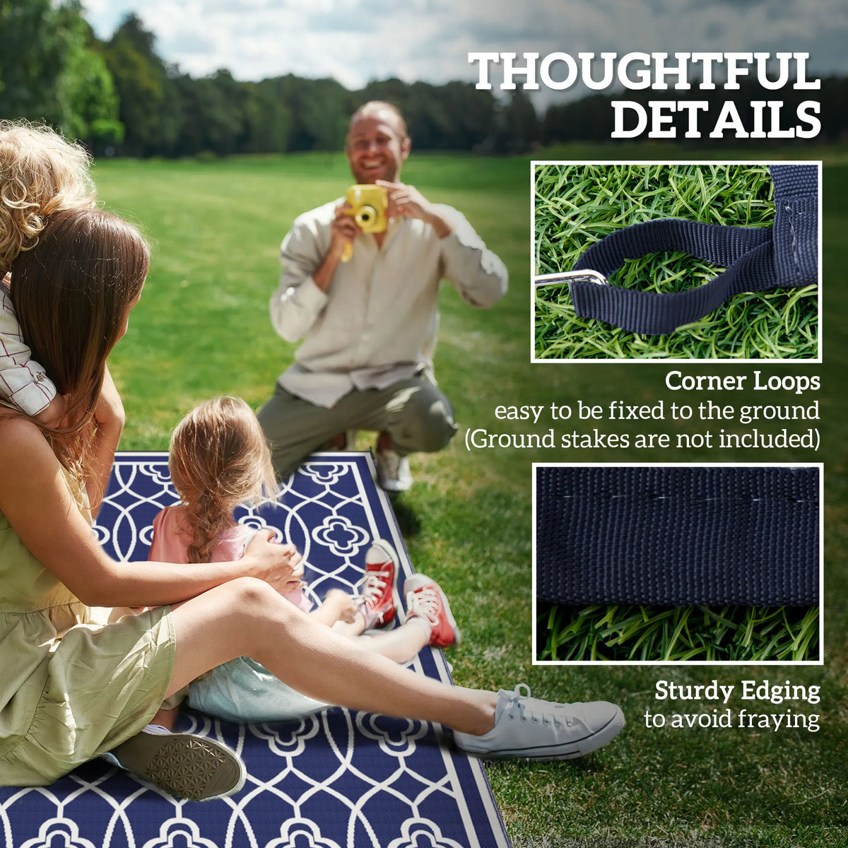 Outsunny Modern Rectangular Outdoor Geometric Floor Rug