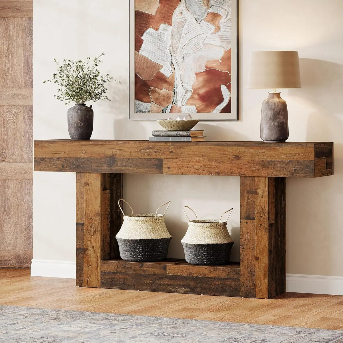 Tribesigns Farmhouse Wooden Console Table For Living Room Entryway