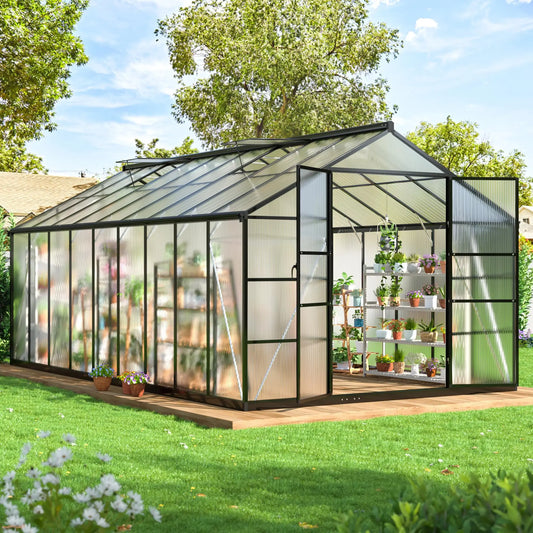 VIWAT Polycarbonate Walk In Greenhouse With Aluminum Frame