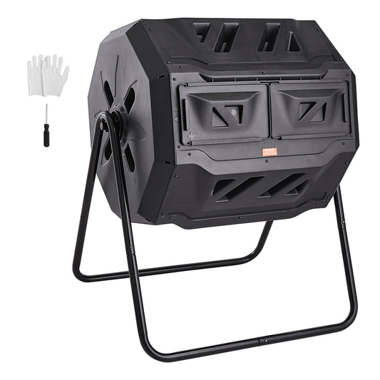 SucceBuy Dual Chamber Tumbling Composter For Garden Kitchen Yard Outdoor