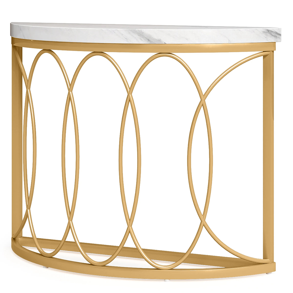 Tribesigns Modern Half Moon Console Table With Geometric Metal Frame