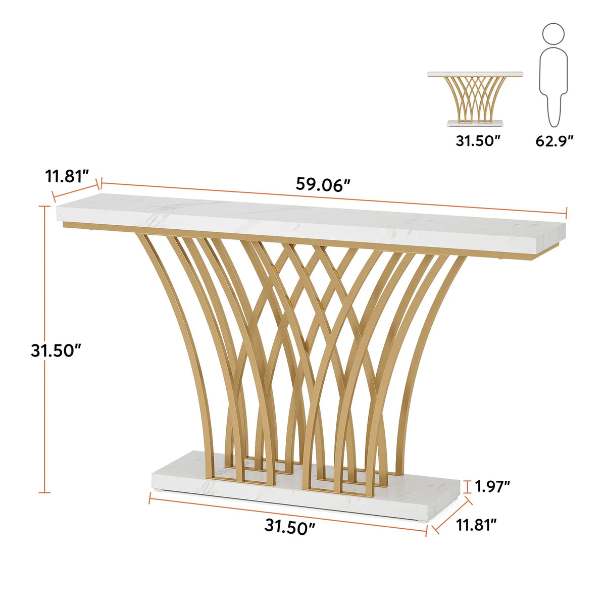 Tribesigns Modern Metal Console Table with Grid Base for Entryway