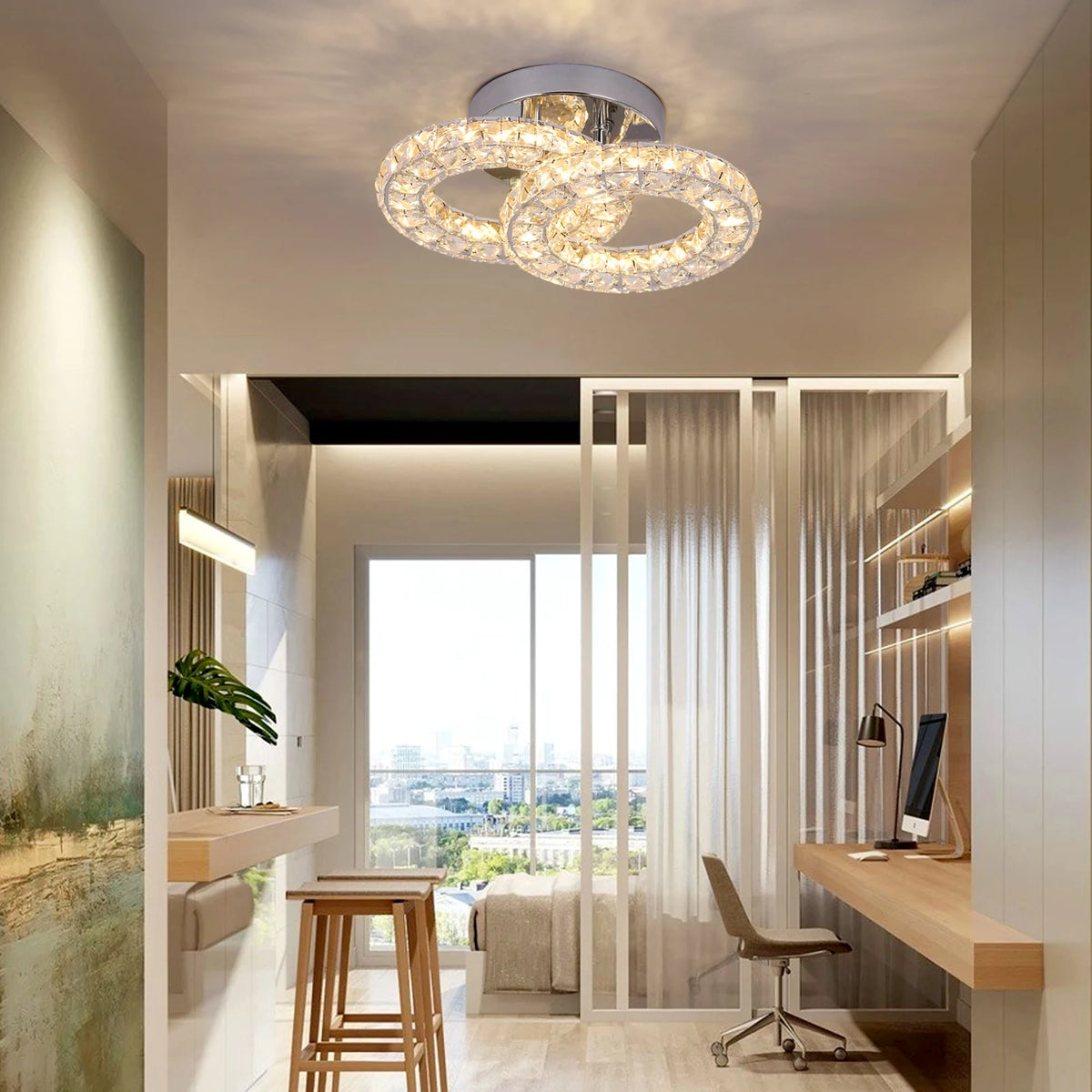 GreeLustr Modern Luxury Crystal Ceiling Lamp Chandelier Dining Living Room LED Indoor Lighting Fixture Home Decor Bedroom