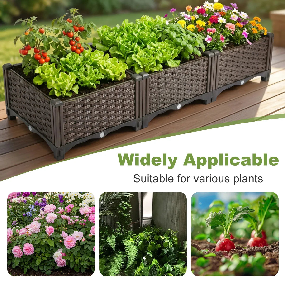 Raised Garden Bed Kit Outdoor Plastic Planter For Vegetables Herbs