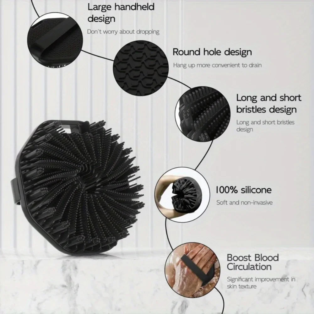 Soft Silicone Back Scrubber With Long Handle For Gentle Exfoliation