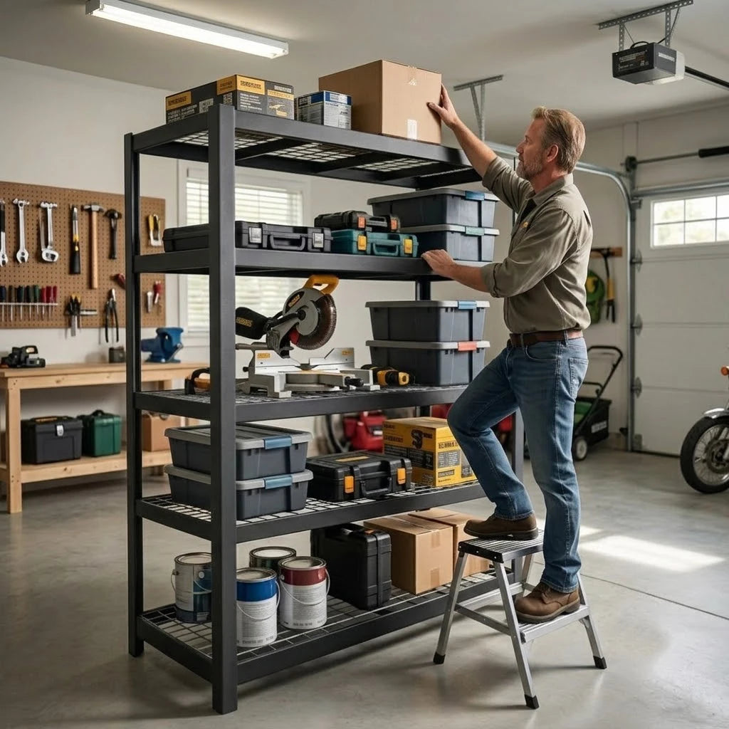 Heavy Duty Steel Mesh Storage Rack For Garage And Workshop