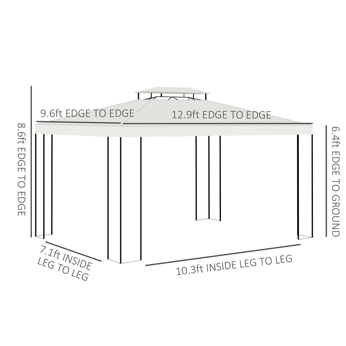 Outsunny Outdoor Patio Gazebo Canopy Shelter With Vented Roof