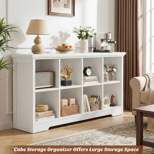 Aheaplus 8 Cube Wooden Bookshelf With Integrated Charging Ports