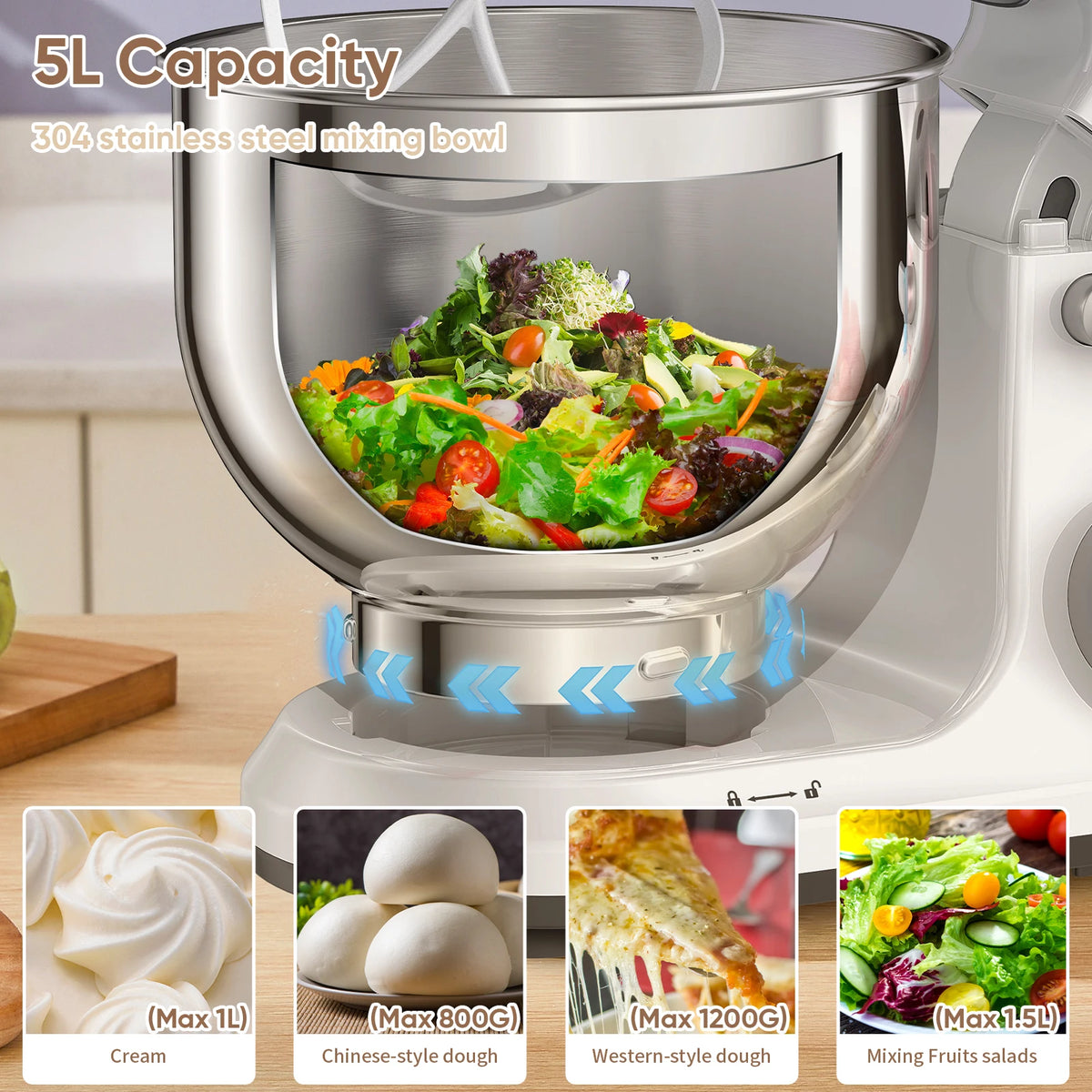 Biolomix 11 Speed Tilt Head Kitchen Stand Mixer With Digital Screen