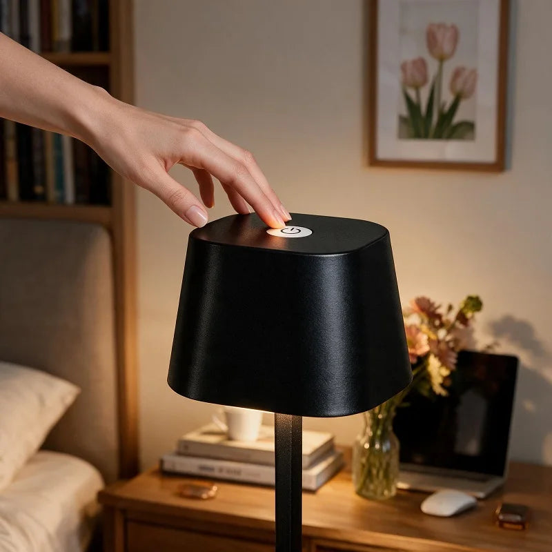 LED USB Square Table Lamp Aluminum IP54 5200mAh Battery USB-C Charging Touch Switch Anti-slip Base Christmas Decoration Wireless Rechargeable Retro Style Stepless Adjustment of Brightness LED Light for Bedroom Dining Room