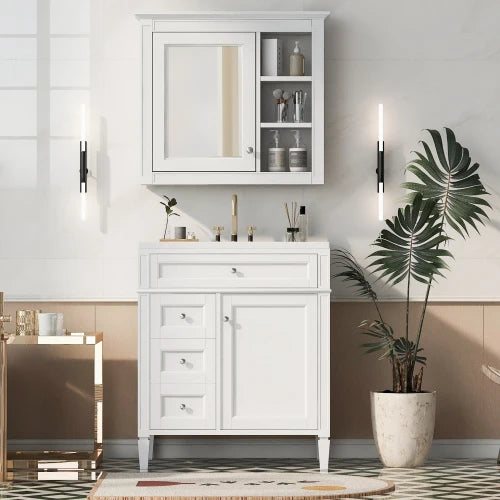 Modern Freestanding Bathroom Vanity With Ceramic Sink And Storage Cabinet