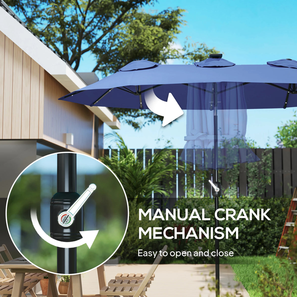 Outsunny Double Sided Patio Umbrella With Solar LED Lights And Tilt