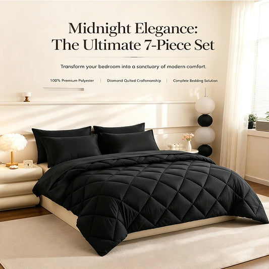 Easyum 7 Piece Soft Polyester Bedding Set With Comforter And Sheets
