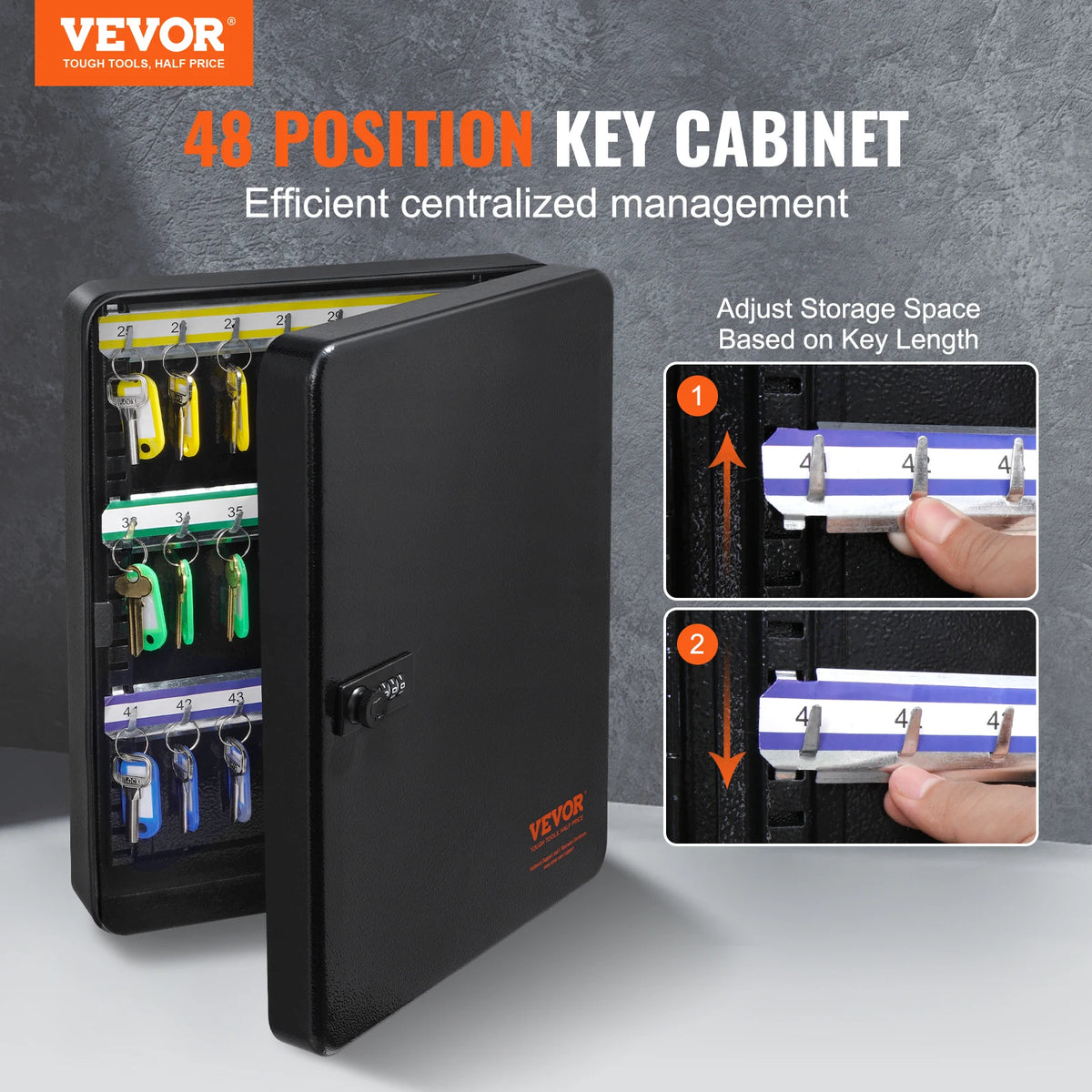 SucceBuy Key Cabinet Lock Box With Adjustable Racks Secure Storage