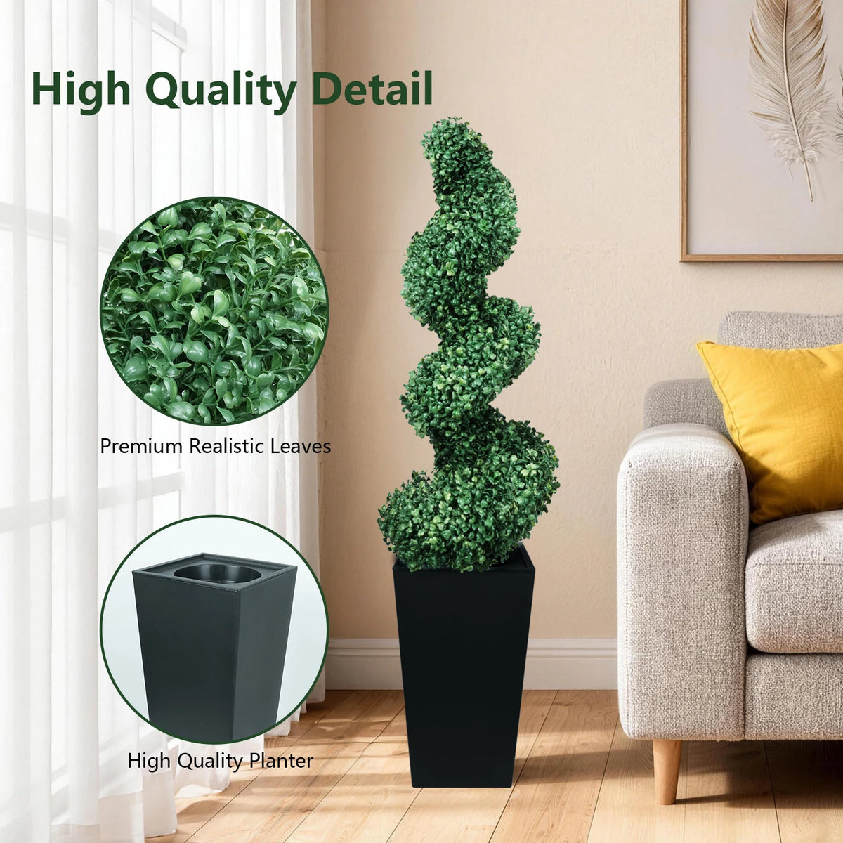 Olitree Artificial Boxwood Spiral Topiary Trees With Planters
