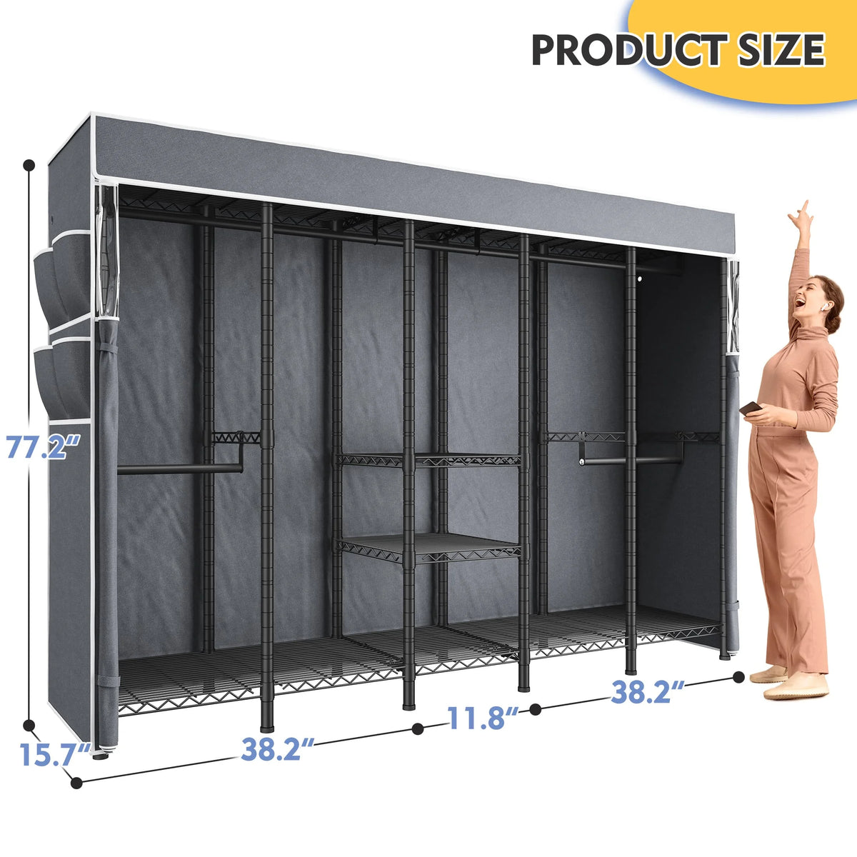 EnHomee Heavy Duty Adjustable Freestanding Garment Rack With Cover