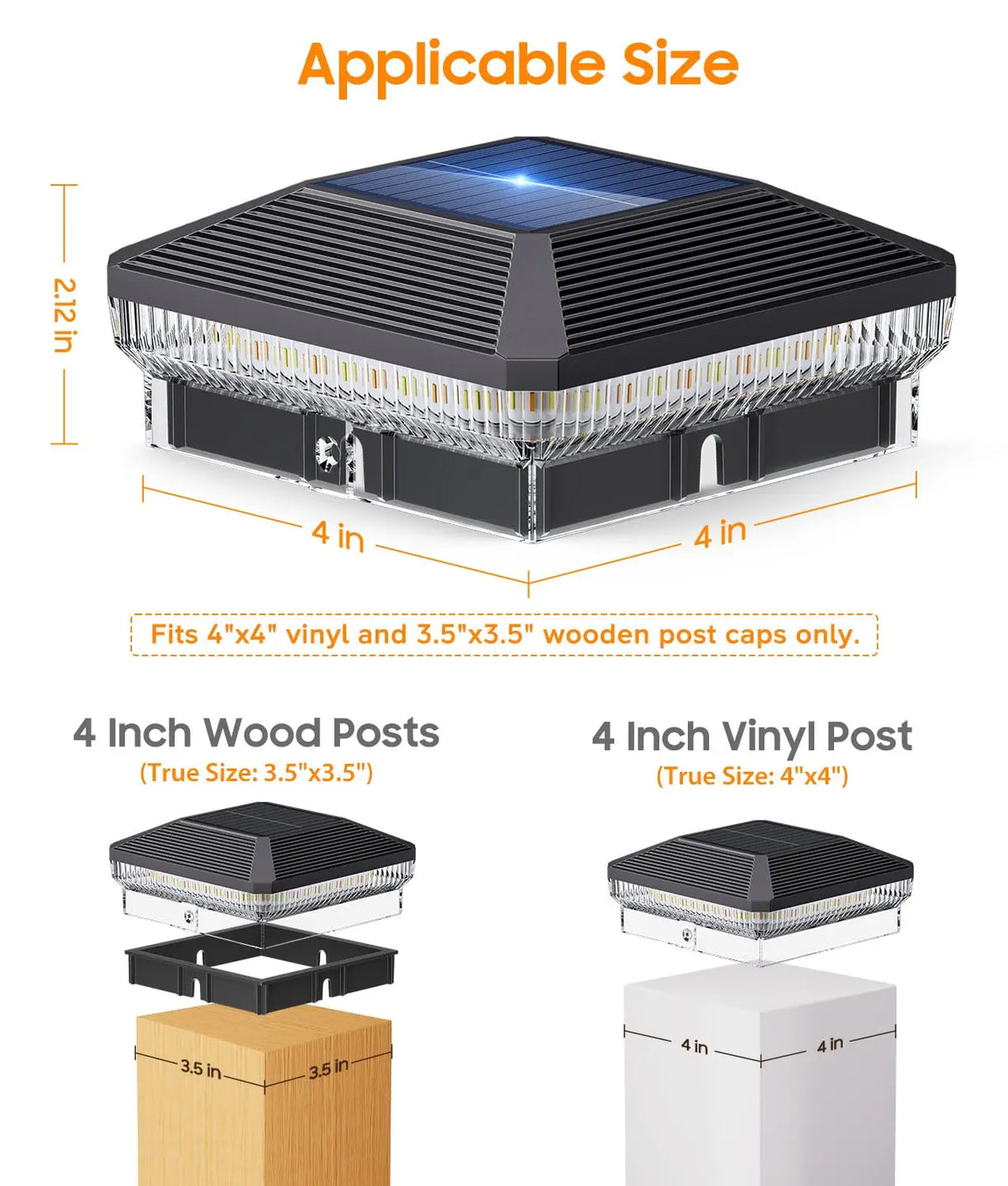 KPSTEK Solar Post Cap Lights With Automatic Outdoor Lighting