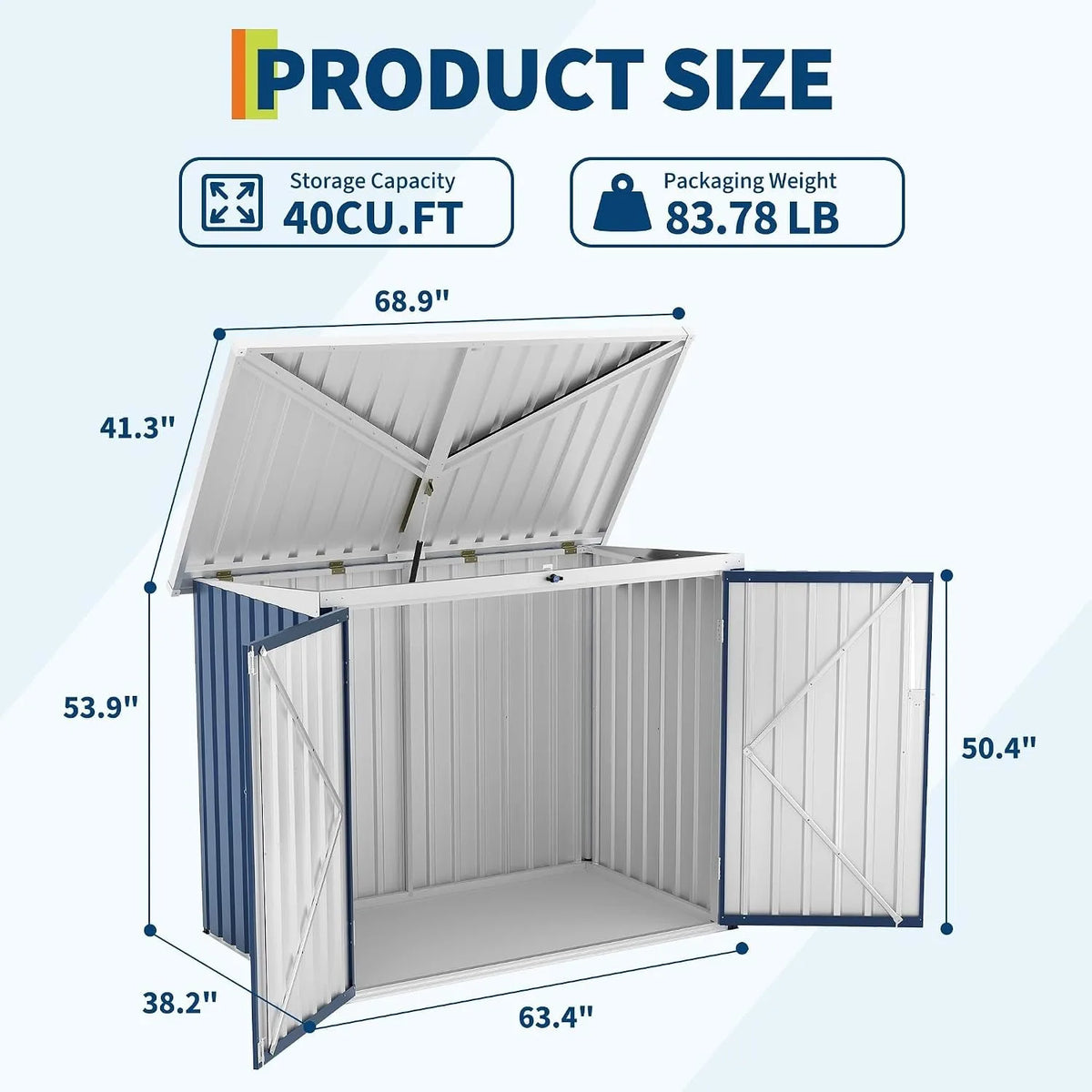 Outdoor Metal Trash Can Storage Shed With Lockable Weatherproof Design