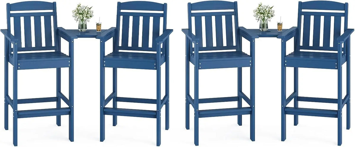 FARINI Adirondack Bar Height Patio Chairs With Connecting Tray