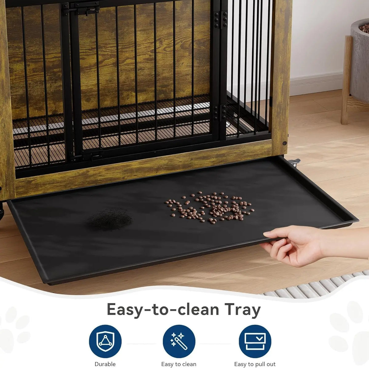 ANIXOL Wooden Dog Crate Furniture With Locking Doors And Wheels
