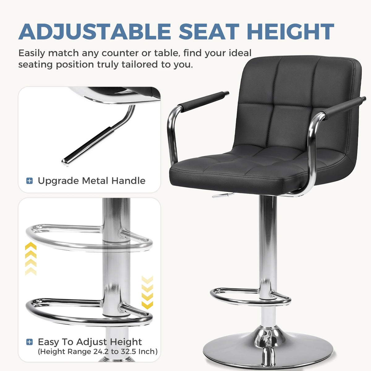 JHK Ergonomic Swivel Counter Height Office Chair With Padded Seat