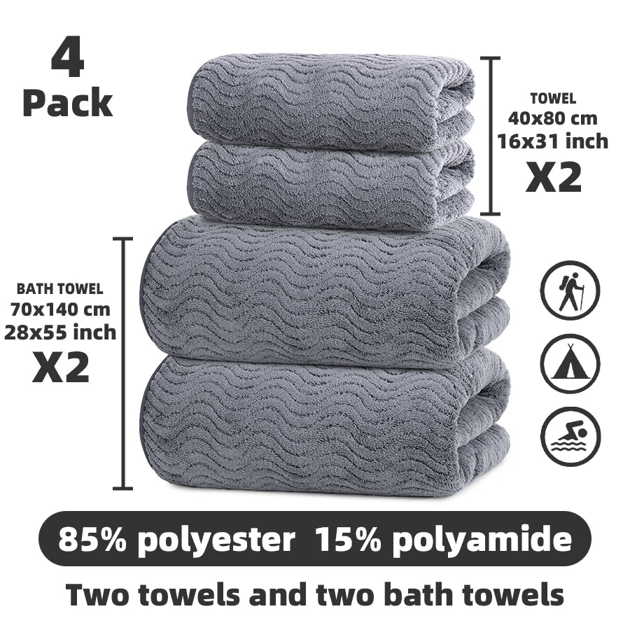 Luxury Coral Fleece Bath Towel Set With High Water Absorbency
