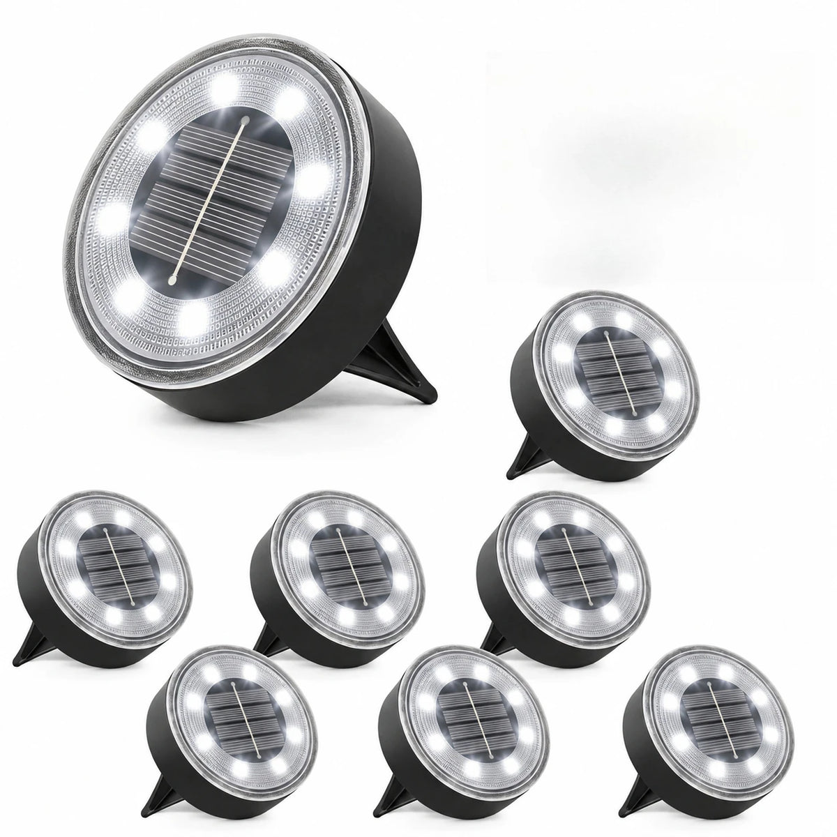 Solar Ground Lights White LED Pathway Garden Landscape Lighting