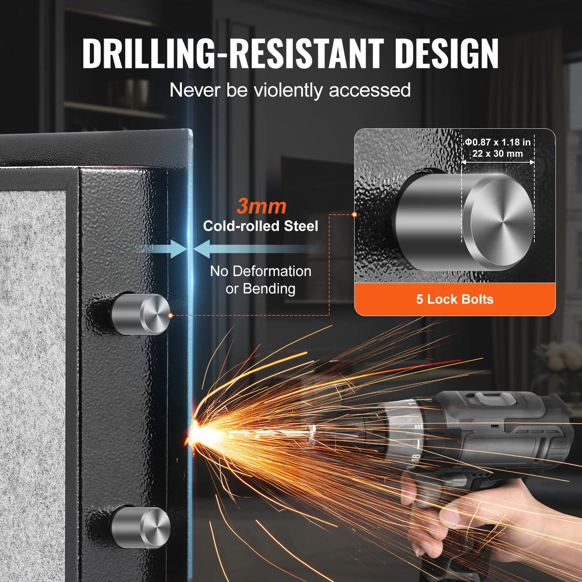 SucceBuy Fireproof Safe Box With Fingerprint And Key Lock