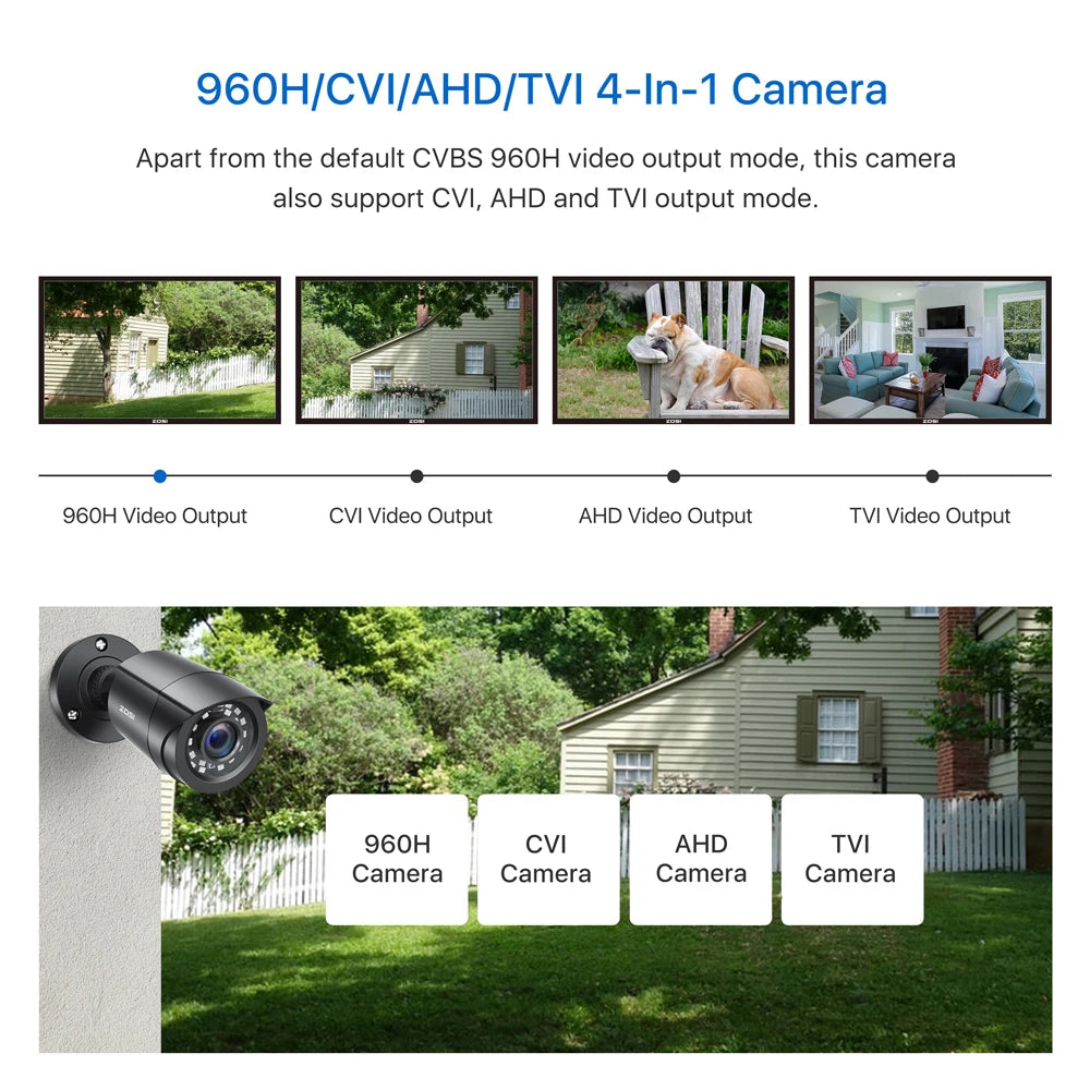 ZOSI Outdoor Weatherproof Bullet Security Camera For CCTV Systems