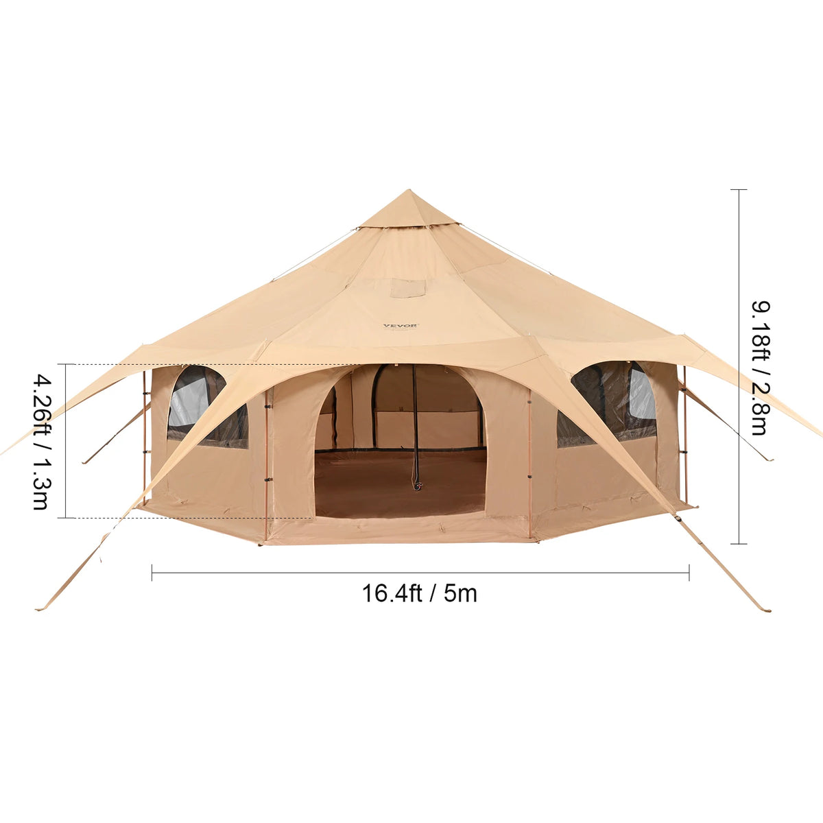 SucceBuy Canvas Bell Tent With Stove Jack For Camping